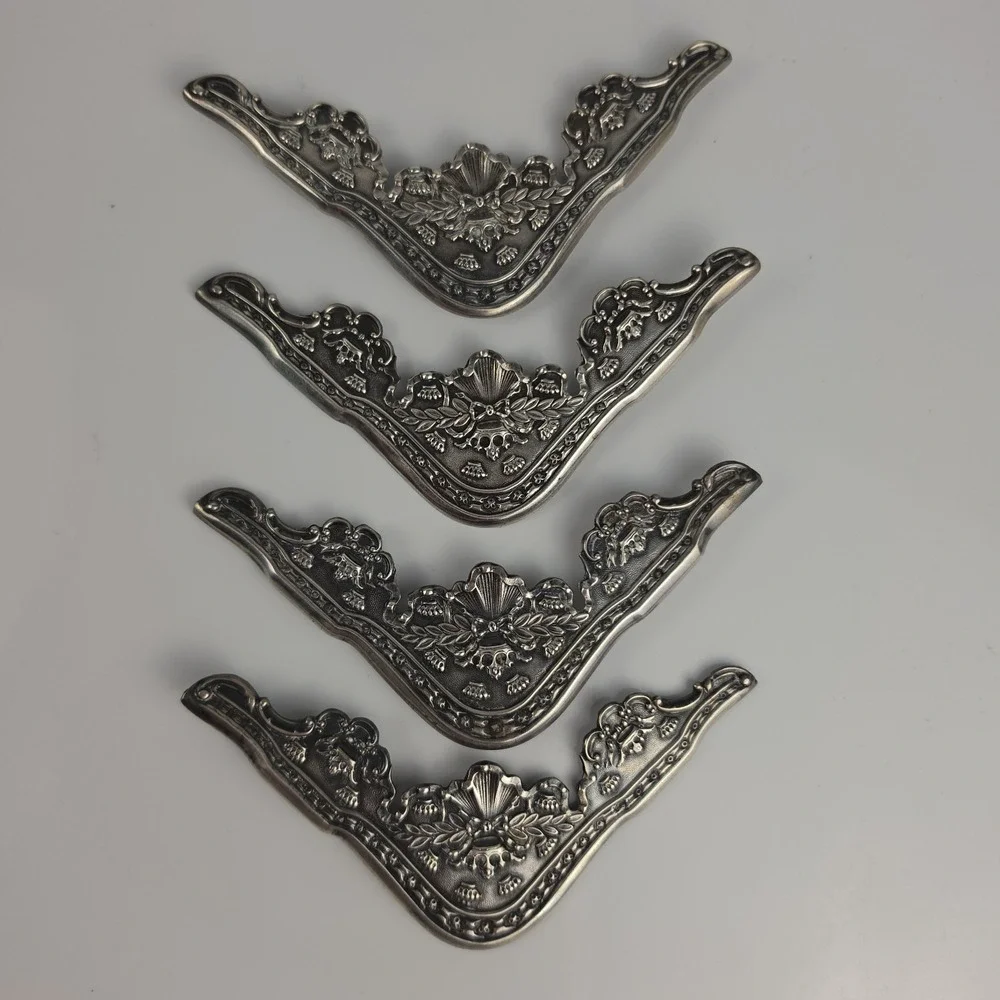 Gorham Antique Sterling Silver Repousse Desk Blotter Corners Set of 4 #737 Crown